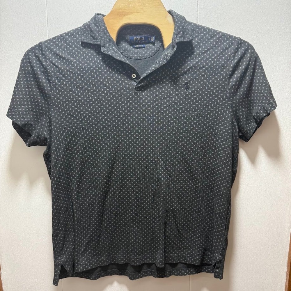 Polo Ralph Lauren Mens XL Custom Slim Fit Polo Shirt Black Geometric Print